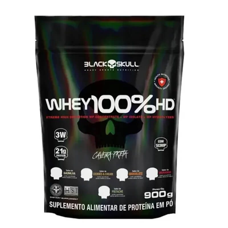 Whey 100% Hd 900g Pistache Refil- Black Skull